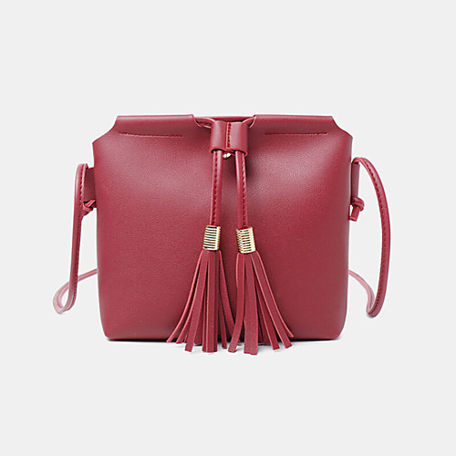 

women solid tassel casual pu crossbody bag shoulder bag