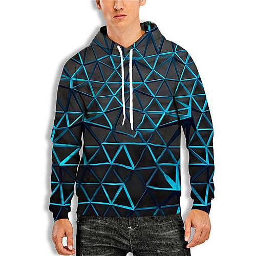 

Men's Pullover Hoodie Sweatshirt Geometric 3D Print Daily Holiday 3D Print 3D Print Hoodies Sweatshirts Blue