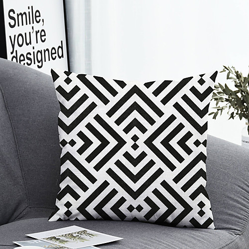 

1 pcs Polyester Pillow Cover & Insert, Geometric Simple Classic Square Zipper Polyester Traditional Classic