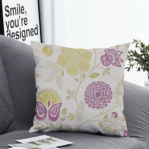 

1 pcs Polyester Pillow Cover & Insert, Floral&Plants Simple Classic Square Zipper Polyester Traditional Classic