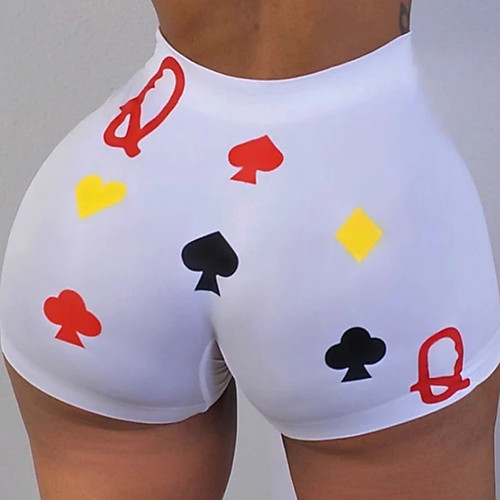 

Women's Casual / Sporty Sports Breathable Sports Casual Yoga Leggings Sweatpants Pants Poker Short Print White Gray