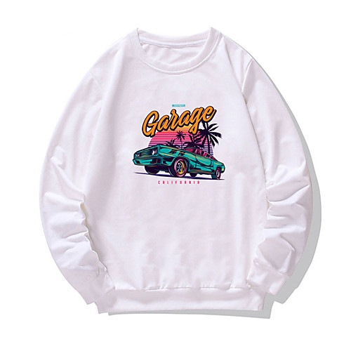 

Men's Pullover Sweatshirt Graphic Print Round Neck Daily Weekend Other Prints Casual Hoodies Sweatshirts Long Sleeve White Black Purple
