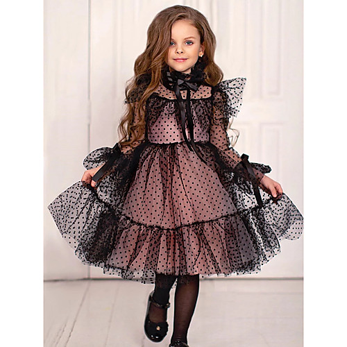 

Princess / Ball Gown Floor Length Wedding / Party Flower Girl Dresses - Lace / Tulle Long Sleeve Jewel Neck with Tier