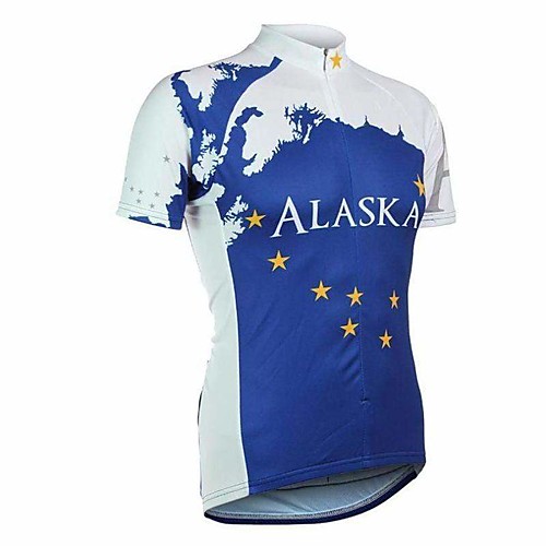 

21Grams Men's Short Sleeve Cycling Jersey Blue Bike Top Mountain Bike MTB Road Bike Cycling Breathable Sports Clothing Apparel / Stretchy / Athletic