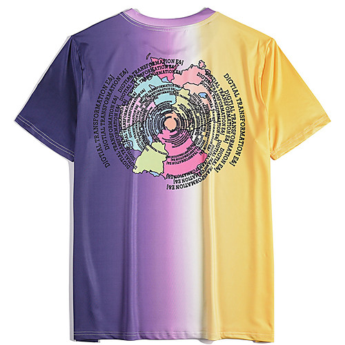 

Men's T shirt 3D Print Map Graphic Prints Letter 3D Print Print Short Sleeve Daily Tops Casual Beach Rainbow
