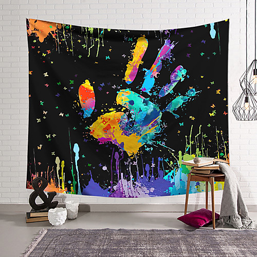

Wall Tapestry Art Decor Blanket Curtain Hanging Home Bedroom Living Room Decoration Polyester Multicolored Handprints