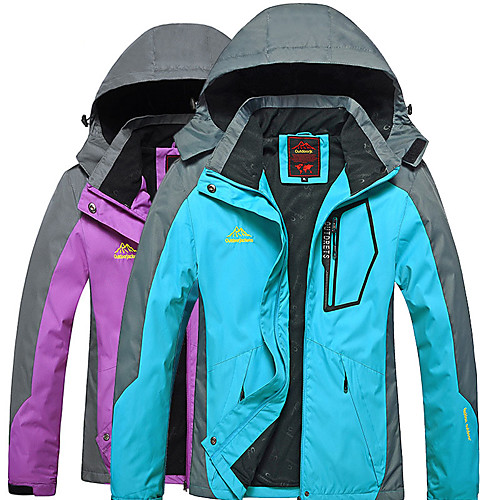 

Wolfcavalry Women's Hoodie Jacket Hiking Jacket Outdoor Patchwork Windproof Breathable Warm Detachable Cap Top Full Length Hidden Zipper Hunting Fishing Climbing Purple Red Fuchsia Blue