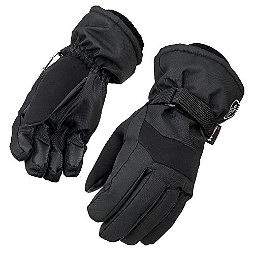 

WYN Waterproof Ski Glove, Neoprene Glove, Windproof, Flexible, PU Palm with Buckles, 3M Lining Touch Screen Warm Thermal Glove for Man and Woman (XL, Black)