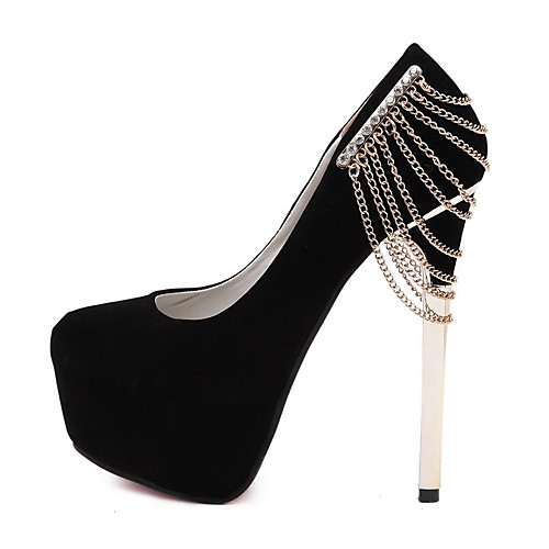 

Women's Heels Stiletto Heel Round Toe Daily Suede Solid Colored Black Red