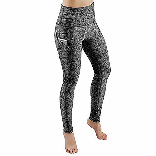 

High Waist Yoga Pants with Pockets, Tummy Control, Workout Running 4 Way Stretch Yoga Leggings for Women Grey