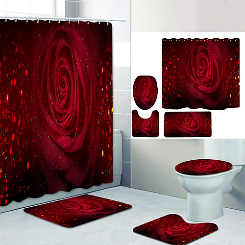 

Bathroom Shower Curtain & Mat Set Modern Polyester New Design