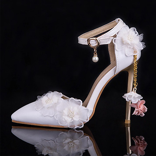 

Women's Wedding Shoes Stiletto Heel Pointed Toe Wedding Pumps Business Sexy Minimalism Wedding Party & Evening PU Solid Colored White