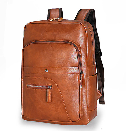 

men faux leather large capacity baackpack