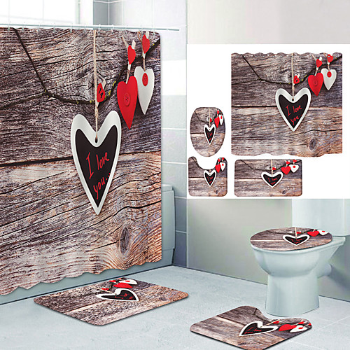 

Bathroom Shower Curtain & Mat Set Modern Polyester New Design
