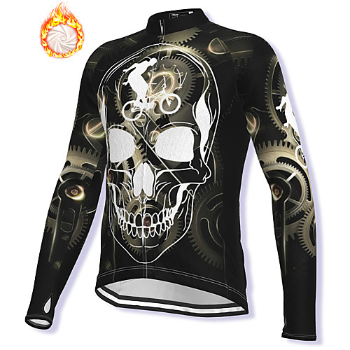 

21Grams Men's Long Sleeve Cycling Jacket Winter Fleece Spandex Black Skull Bike Jacket Mountain Bike MTB Road Bike Cycling Fleece Lining Warm Sports Clothing Apparel / Stretchy / Athleisure