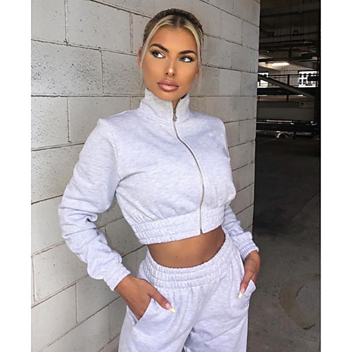 

Women's 2 Piece Full Zip Tracksuit Sweatsuit Athletic Athleisure 2pcs Winter Long Sleeve Thermal Warm Moisture Wicking Breathable Fitness Gym Workout Running Jogging Exercise Sportswear Solid Colored