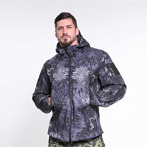 

Men's Hoodie Jacket Hiking Softshell Jacket Camouflage Hunting Jacket Outdoor Thermal Warm Waterproof Windproof Breathable Autumn / Fall Winter Coat Top Cotton Polyester Camping / Hiking Hunting
