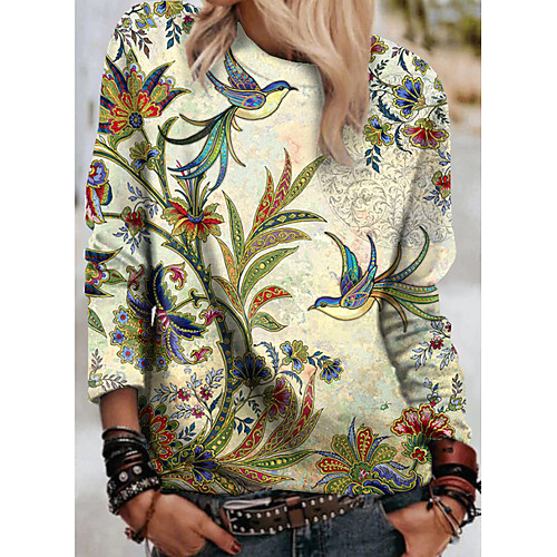 

Women's Pullover Sweatshirt Plants Graphic Print Daily Other Prints Basic Casual Hoodies Sweatshirts Green