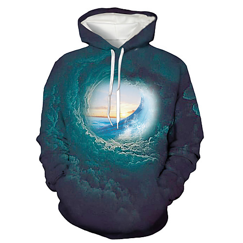 

Men's Pullover Hoodie Sweatshirt Scenery 3D Print Daily Holiday 3D Print 3D Print Hoodies Sweatshirts Blue