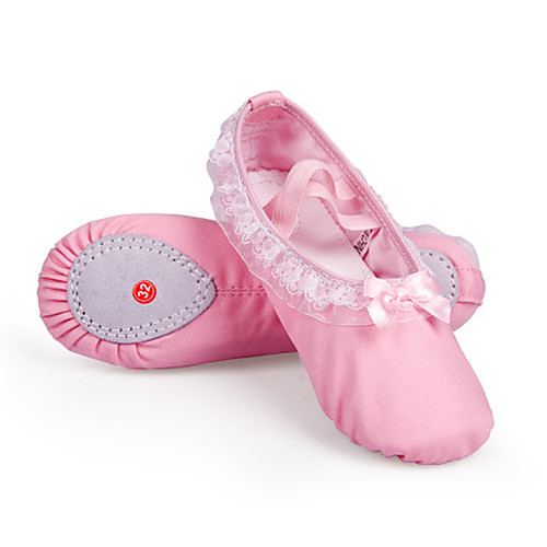 

Women's Ballet Shoes Flat Flat Heel Black Fuchsia Pink Elastic Band Children's