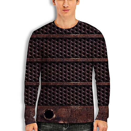

Men's T shirt 3D Print Graphic 3D Print Long Sleeve Casual Tops Cartoon Classic Brown