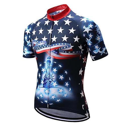 

Men's Short Sleeve Cycling Jersey Dark Blue Bike Top Mountain Bike MTB Road Bike Cycling Breathable Sports Clothing Apparel / Stretchy / Athletic