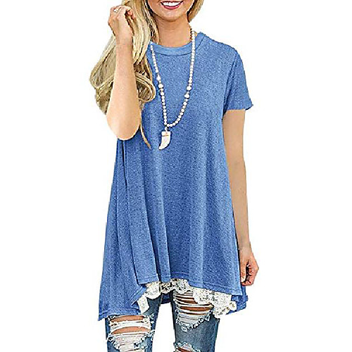 

Women Layered Ruffle Asymmetrical High Low Short Sleeve Tops Shirts Blouse Dress(White S)