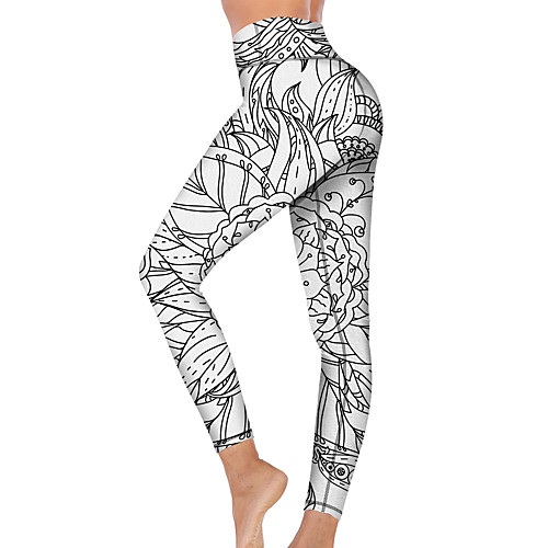 

21Grams Women's High Waist Yoga Pants Cropped Leggings Tummy Control Butt Lift Breathable White Fitness Gym Workout Running Winter Sports Activewear High Elasticity