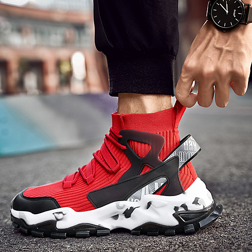 

Men's Trainers Athletic Shoes Casual Daily Outdoor Running Shoes Walking Shoes Mesh Black / White Black / Red Black Fall Winter