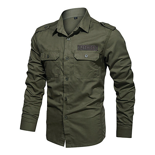 

men's long sleeve military button down shirts cargo work shirt