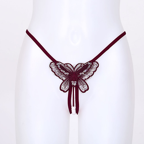 

Women's 1 Piece Sequins / Lace / Hole G-strings & Thongs Panties - Normal Low Waist White Black Blue One-Size