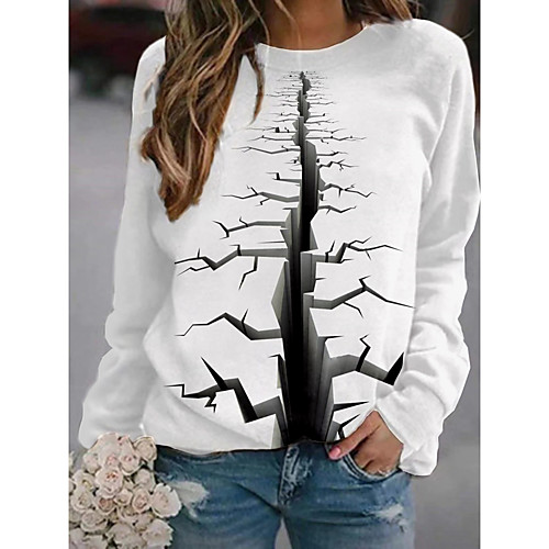

Women's Pullover Sweatshirt Trees / Leaves Graphic 3D Print Daily 3D Print Basic Casual Hoodies Sweatshirts White