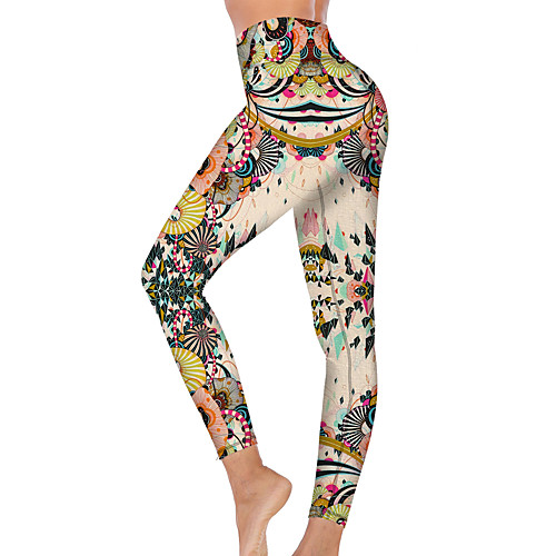 

21Grams Women's High Waist Yoga Pants Cropped Leggings Tummy Control Butt Lift Breathable Beige Fitness Gym Workout Running Winter Sports Activewear High Elasticity