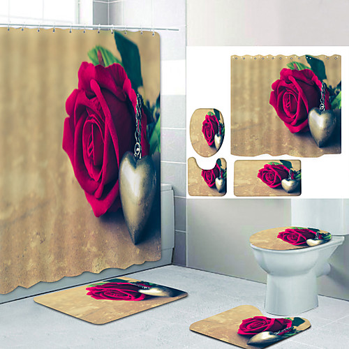 

Bathroom Shower Curtain & Mat Set Modern Polyester New Design
