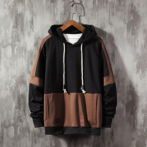 

Men's Hoodie Pullover Color Block Cowl Neck Color Block Sport Athleisure Hoodie Top Long Sleeve Breathable Moisture Wicking Sweat Out Comfortable Everyday Use Street Casual Daily