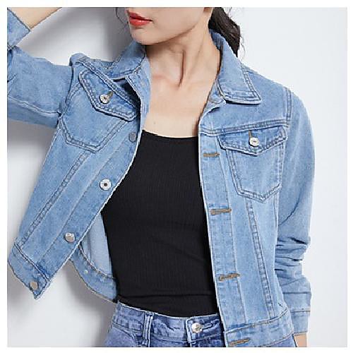 

Jackets for Women, Slim Fit Demin Jackets Pure Color Buttons Jackets Turn-Down Collar Blazer Jeans Jacket Ladies Cardigan UK Size 8-16(8,White)