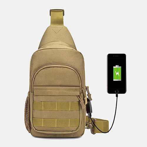 

men camouflage oxford cloth travel sport riding shoulder bag chest bag with usb charging