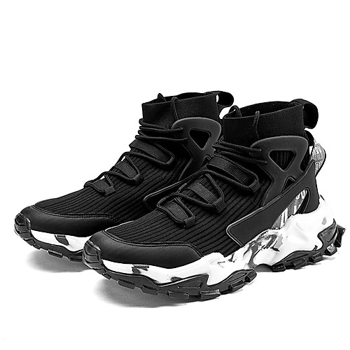 

Men's Trainers Athletic Shoes Sporty Casual Athletic Running Shoes Basketball Shoes PU Tissage Volant Breathable Non-slipping Wear Proof Black / Red White Black Fall