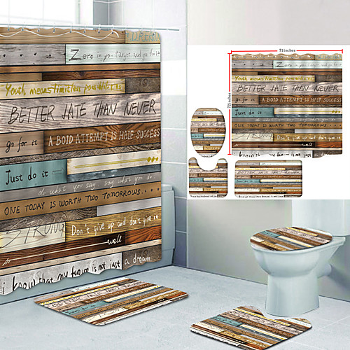 

Bathroom Shower Curtain & Mat Set Modern Polyester New Design