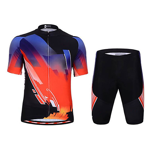 

Men's Short Sleeve Cycling Jersey with Shorts Elastane Black / Red Bike Sports Clothing Apparel