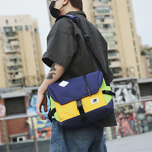 

men nylon medium capacity contrast color casual personality school bag crossbody bag shoulder bag
