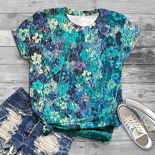 

Women's Plus Size Print Graphic Floral T shirt Large Size Round Neck Short Sleeve Tops Big Size