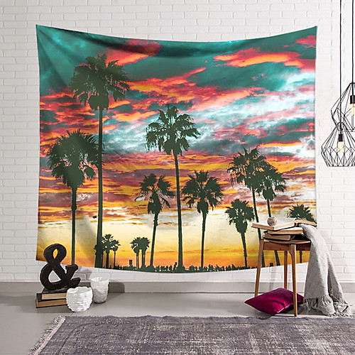 

wall tapestry art decor blanket curtain hanging home bedroom living room decoration tropical trees at sunset polyester