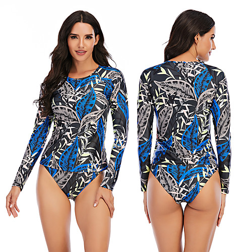 

Women's Rashguard Swimsuit Elastane Swimwear Breathable Quick Dry Long Sleeve 2 Piece - Swimming Surfing Water Sports Painting Autumn / Fall Spring Summer