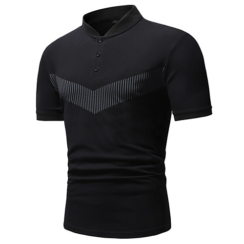 

Men's Polo Other Prints Graphic Short Sleeve Casual Tops Cotton Black