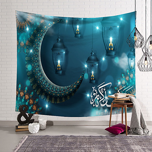 

Eid Mubarak Wall Tapestry Islamic Muslim Ramadan Art Decor Blanket Curtain Hanging Home Bedroom Living Room Decoration Oranament Polyester