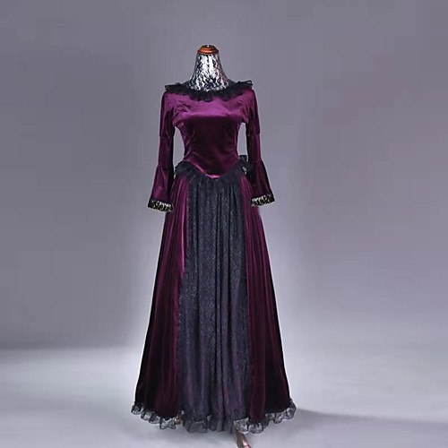 

Maria Antonietta Gothic Lolita Rococo Baroque Dress Prom Dress Women's Girls' Party Prom Lace Japanese Cosplay Costumes Plus Size Customized Dark Purple Ball Gown Solid Colored Long Sleeve Long Length