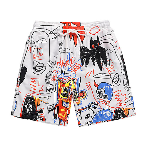 

Men's Swim Trunks Board Shorts Swimsuit Print White Swimwear Bathing Suits Casual Sports