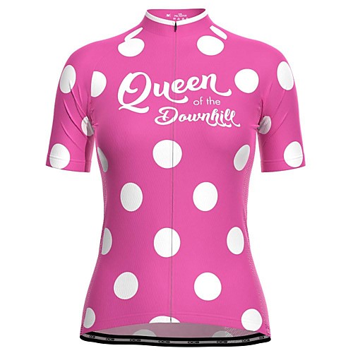 

21Grams Women's Short Sleeve Cycling Jersey White Fuchsia Polka Dot Bike Top Mountain Bike MTB Road Bike Cycling Breathable Quick Dry Sports Clothing Apparel / Stretchy / Athleisure