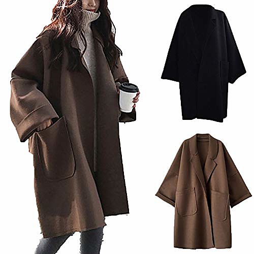 

Womens Coats Fashion Women Pocket Long Sleeve Cardigan Casual Loose Sweater Tops Trench Coat Women S 4XL,Bw,S
